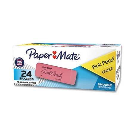 Sanford Paper Mate, PINK PEARL ERASER, RECTANGULAR, MEDIUM, ELASTOMER, 24PK 70520